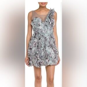 COPY - BCBGMaxAzria Blue Gray Ruffled Tiered Prom Dress